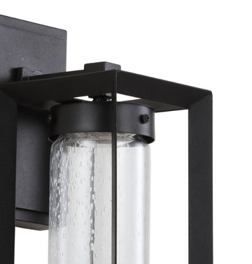 Nate 6.75" Outdoor Modern Cube Bubble Glass/Metal Integrated LED Wall Sconce - JONATHAN Y